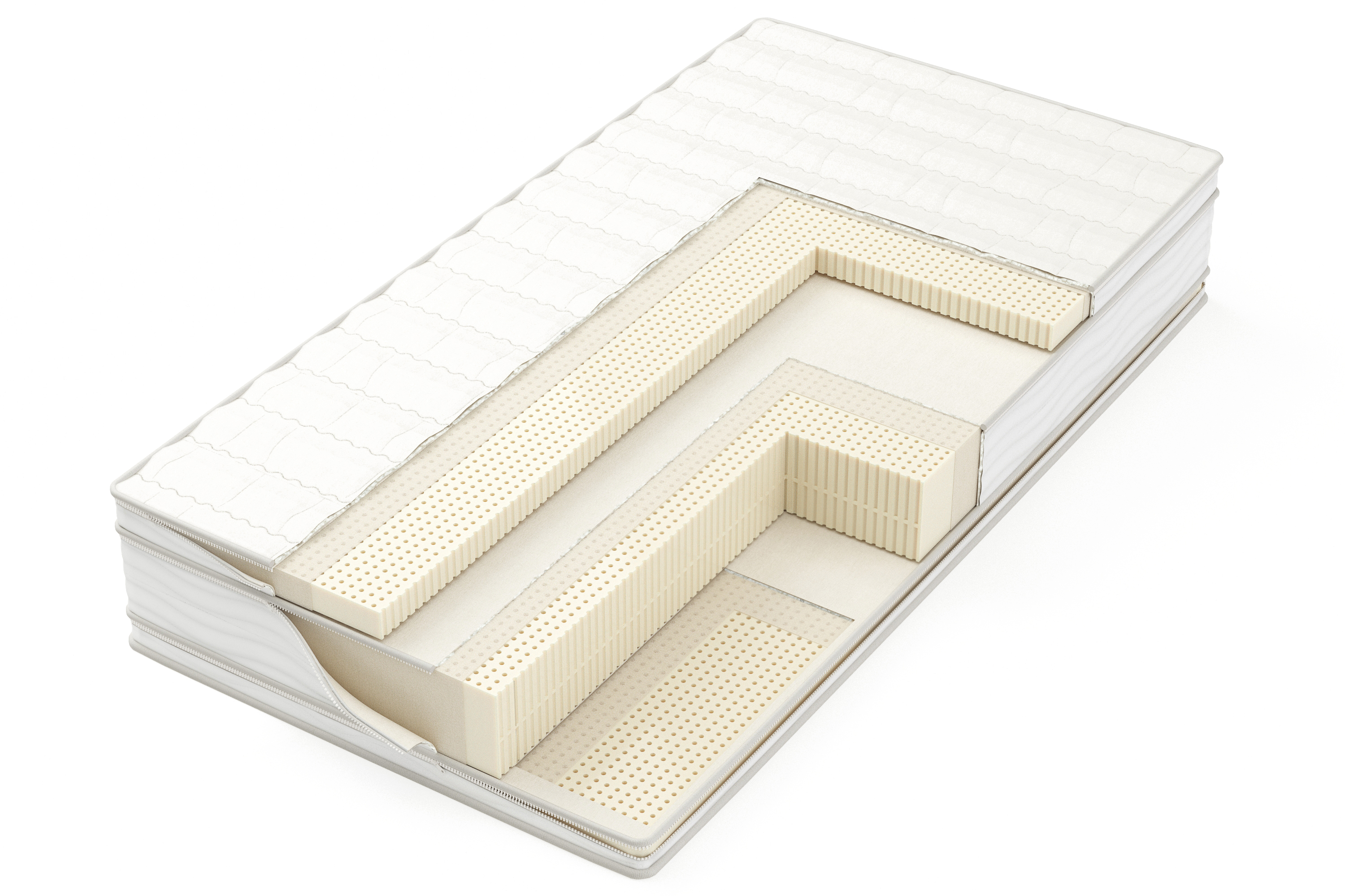 Cutaway of The Ultimate showing latex layers under cotton and wool